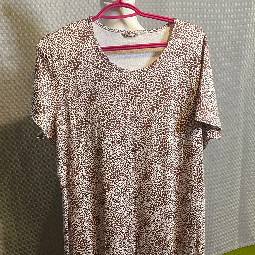 🍄Lands' End Brown and White Patterned Dress